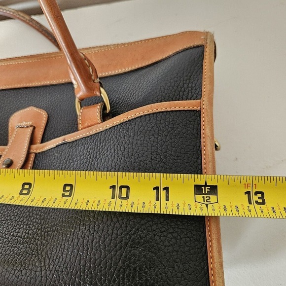 Vtg Dooney & Bourke All Weather Leather Classic Satchel Handbag Black Brown - Picture 14 of 16